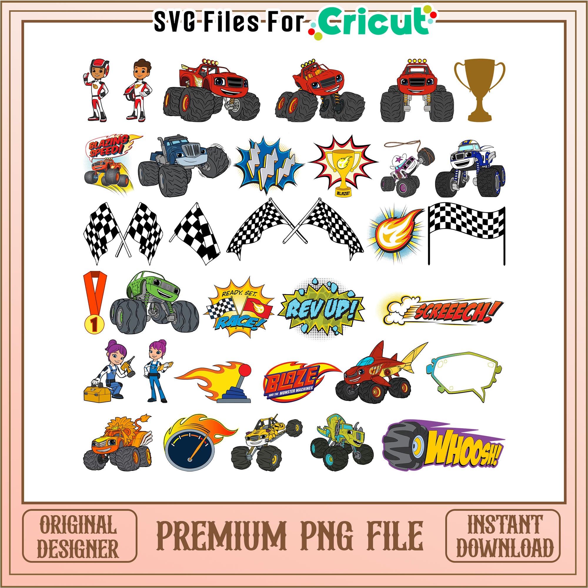 Blaze and the Monster Machine Sticker Template or Car Toy Collection
