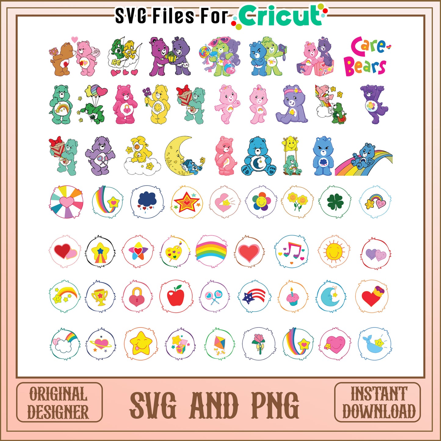 Care bears cartoon characters bundle svg, care bear character svg