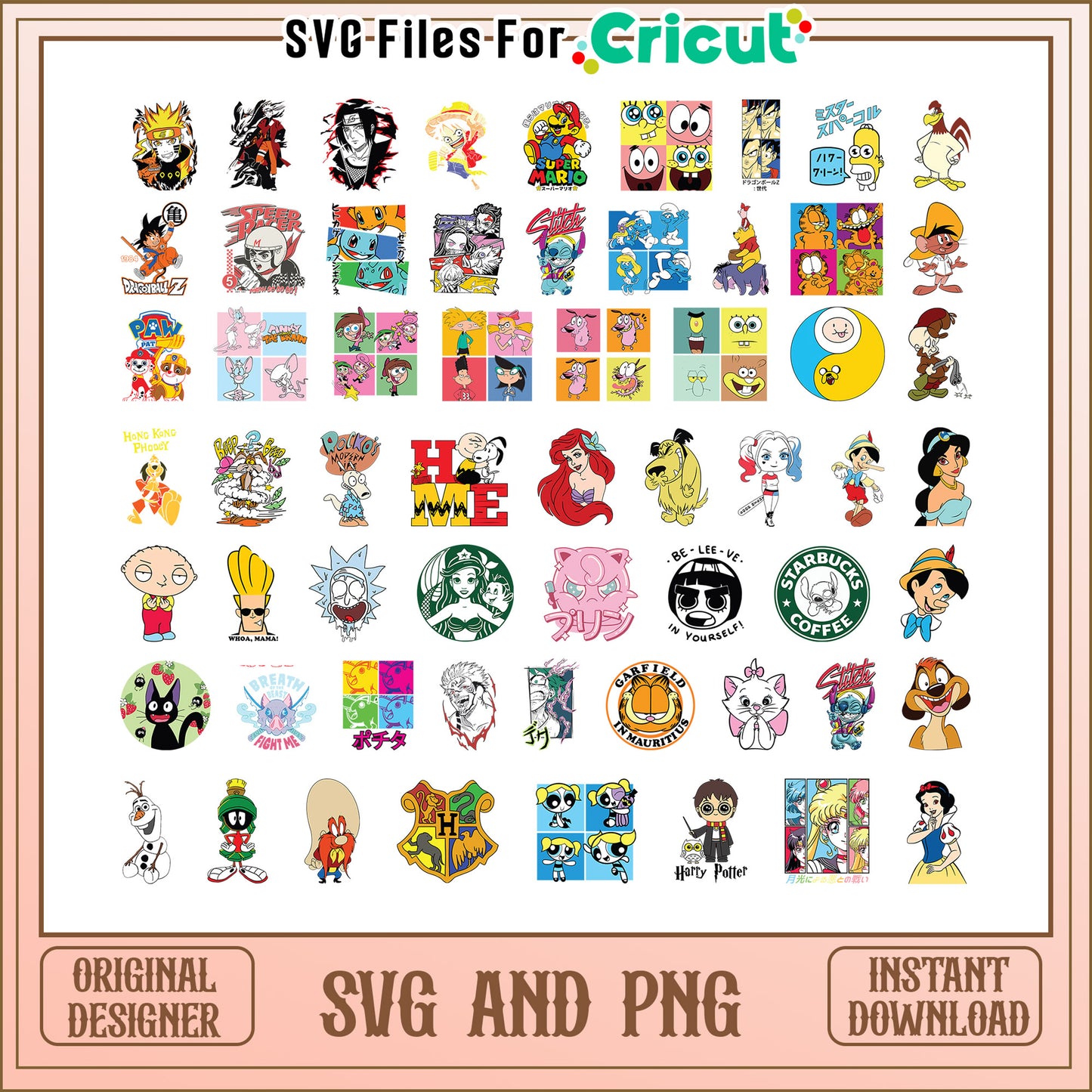 Cartoon popular characters bundle svg, popular cartoon characters svg