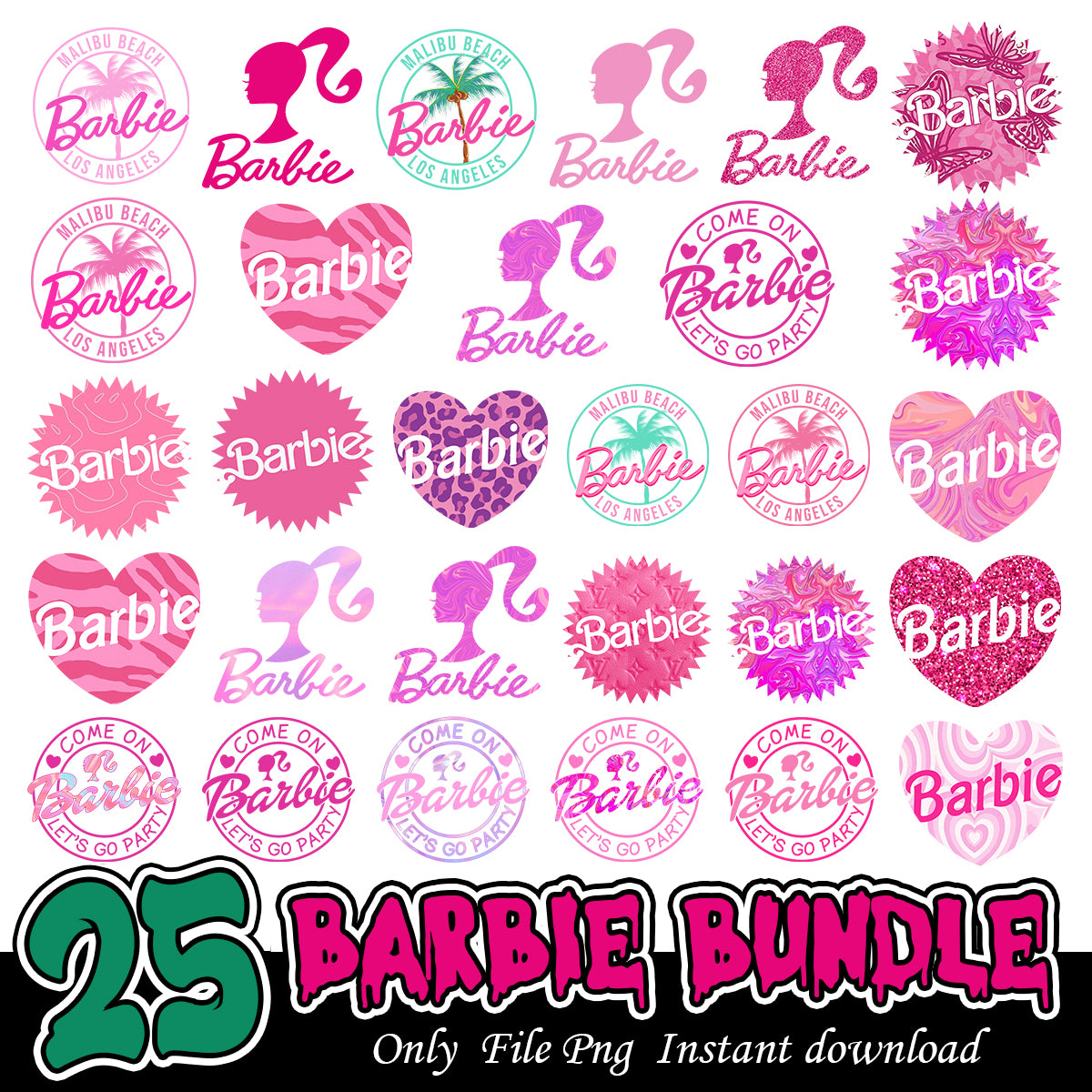 Barbie symbol bundle file, Barbie cartoon png bundle