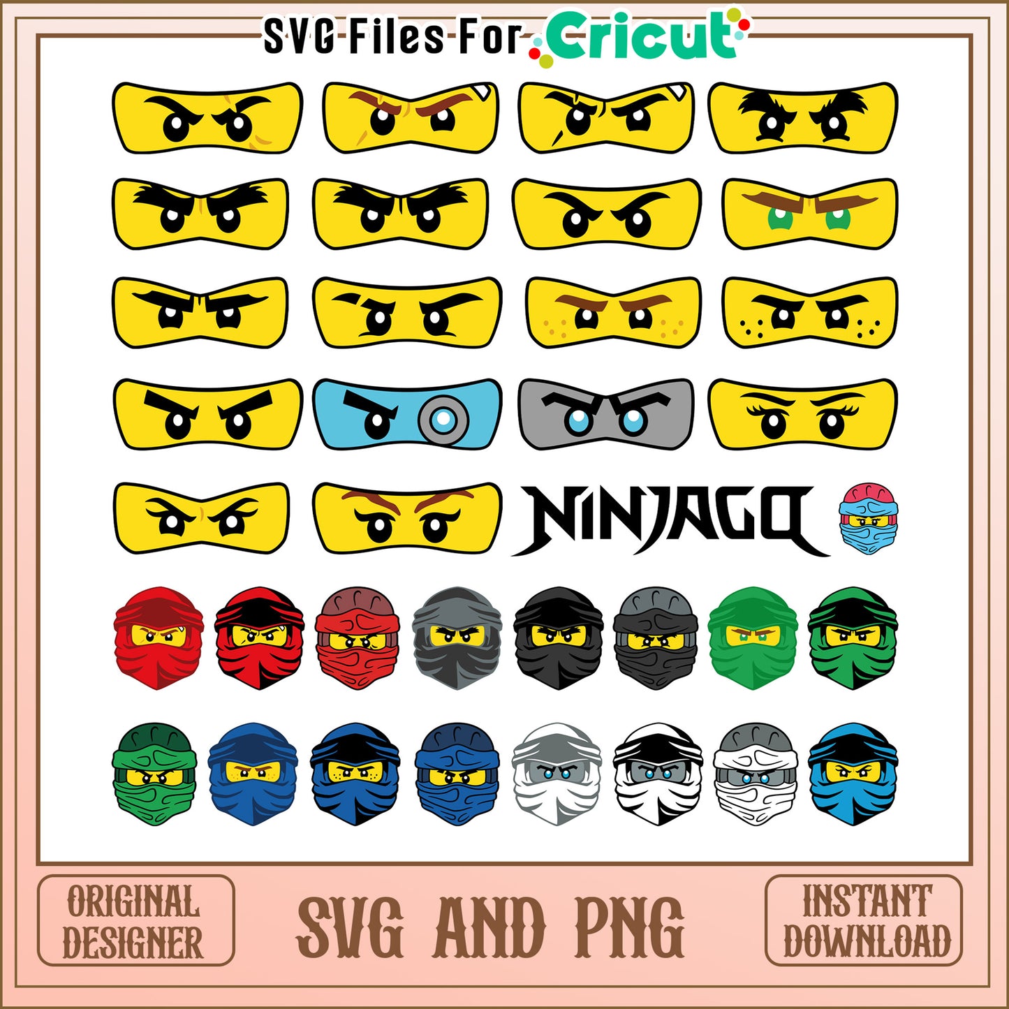 Ninjago eyes cartoon bundle svg, ninjago characters svg