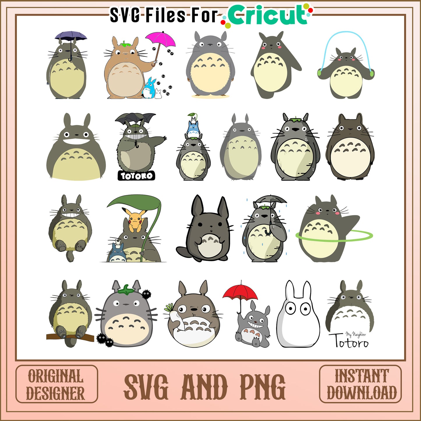 Totoro anime bundle svg, my neighbor totoro svg, movie svg