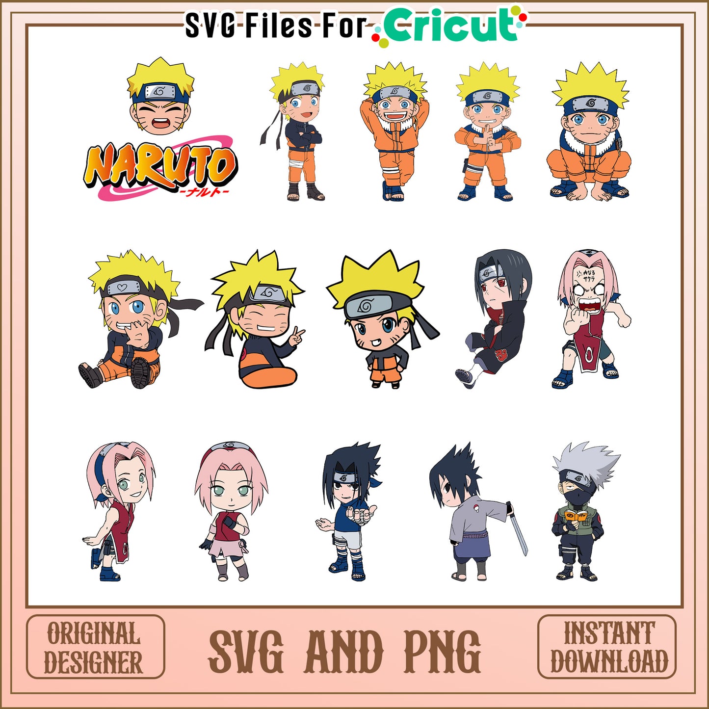 Naruto and friends bundle svg, anime naruto sasuke svg, anime svg