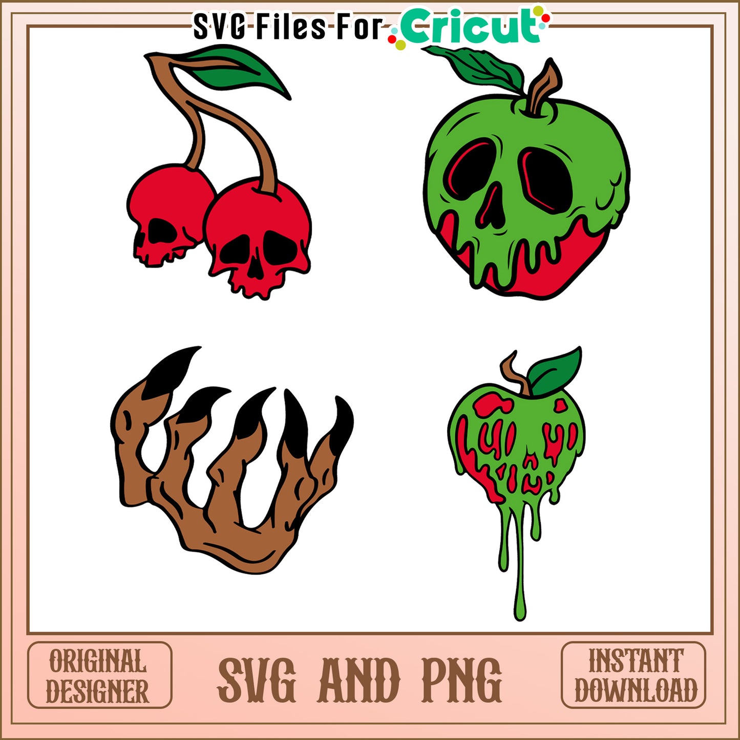 Poison apple bundle design svg, snow white poisoned apple svg