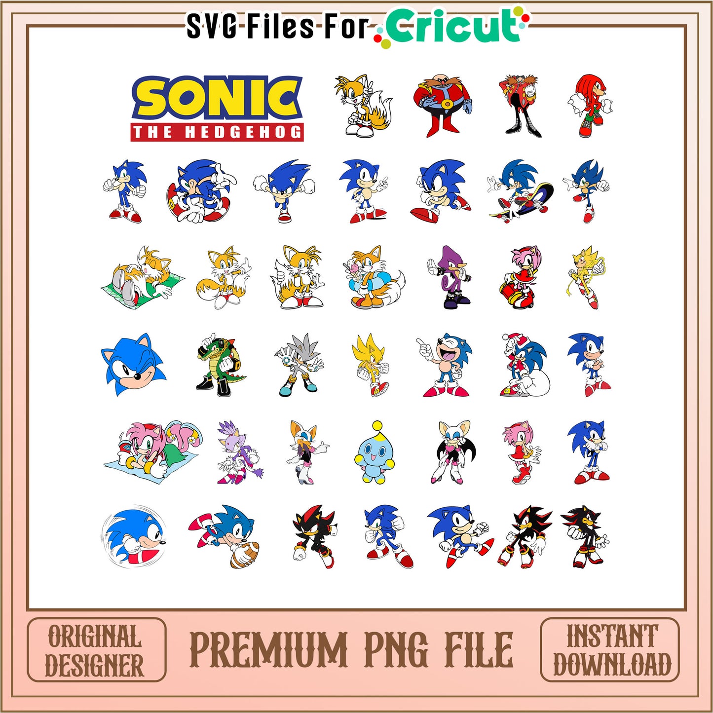 Sonic cartoon characters bundle png, Sonic the hedgehog png