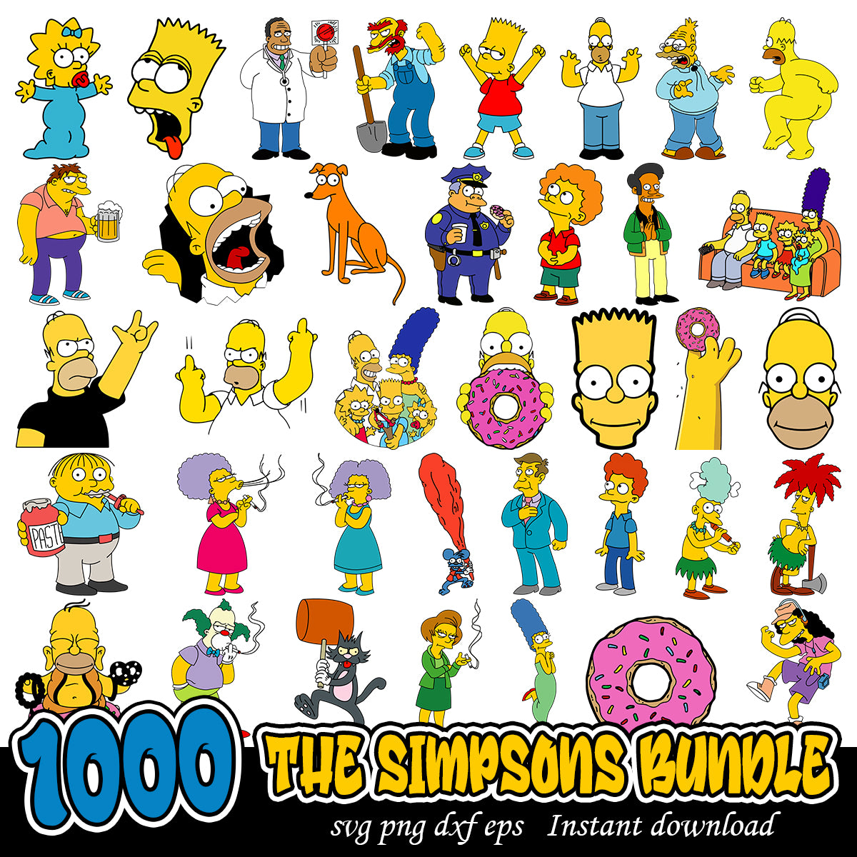 Simpsons family bundle, Simpsons cartoon svg bundle