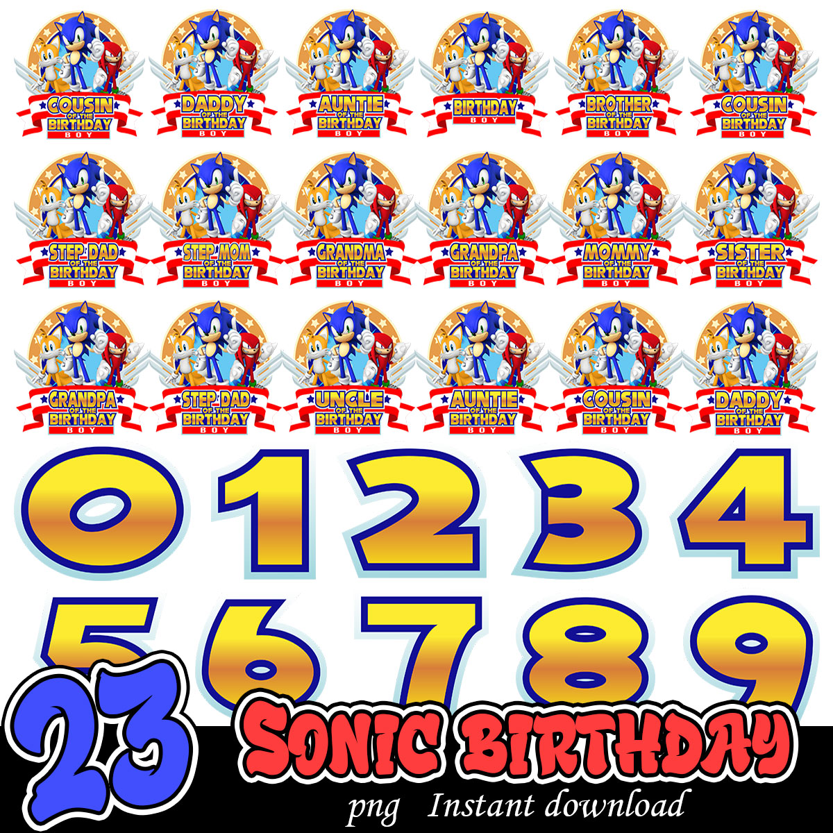 Sonic Birthday Bundle png, Sonic the Hedgehog png bundle