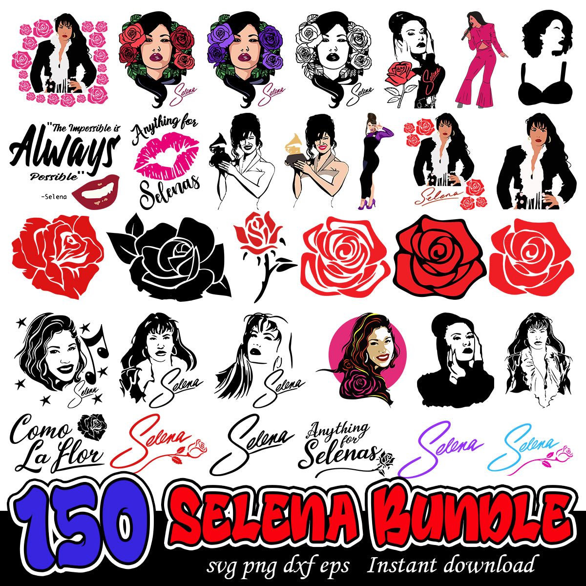 Selena Quintanilla SVG bundle, Selena Quintanilla singer svg bundle