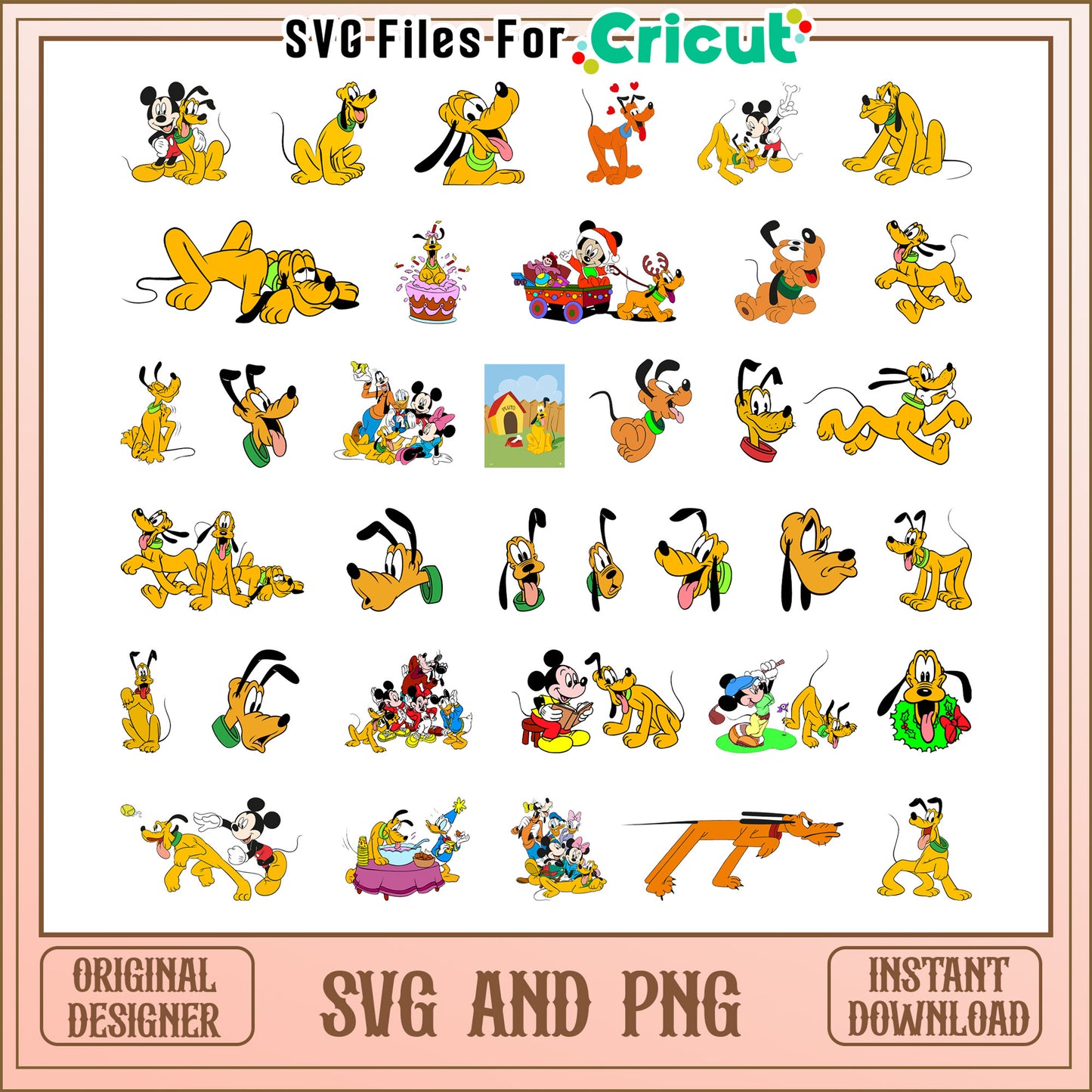 Pluto dog cartoon svg bundle, pluto svg, mickey disney svg