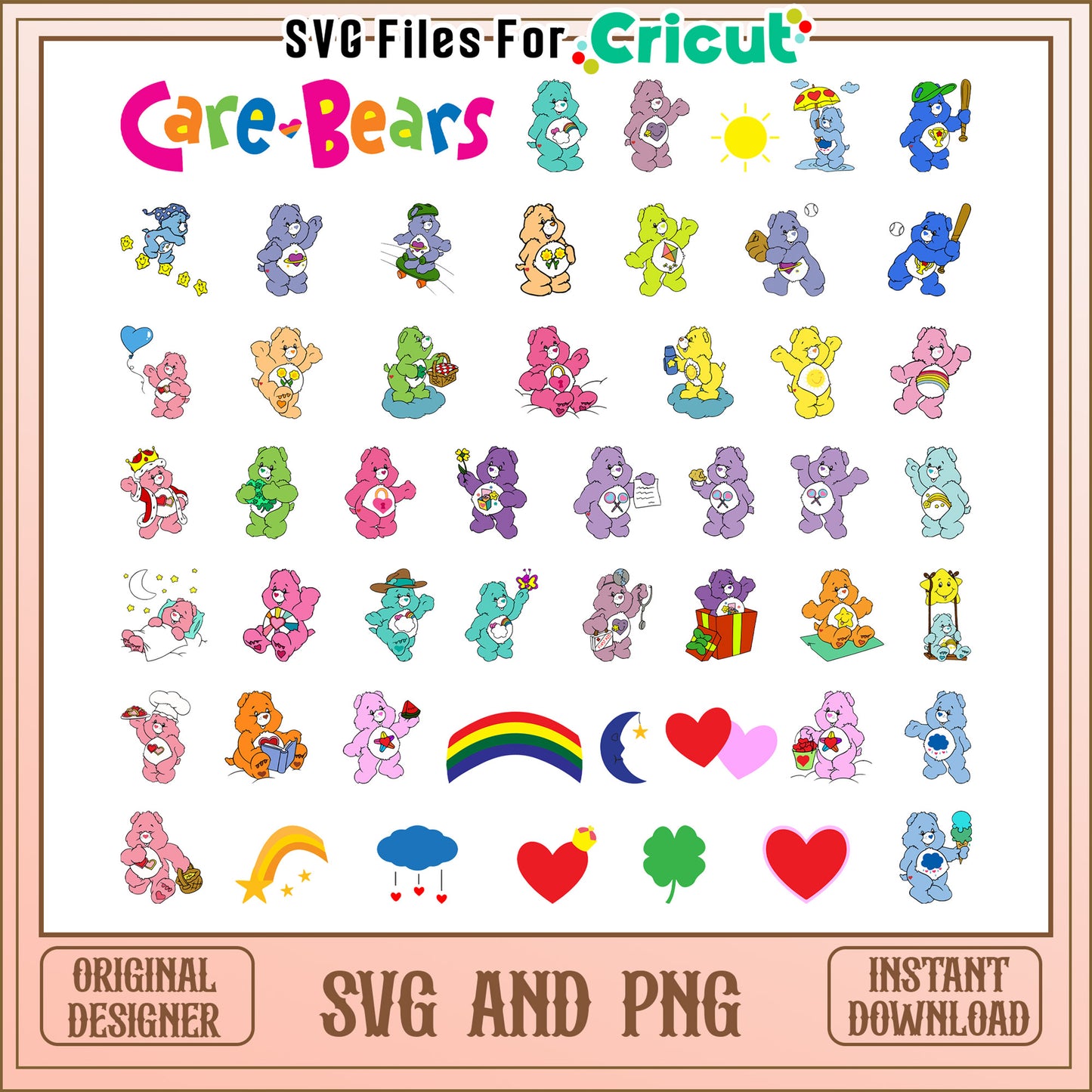 The care bears bundle svg, care bears characters svg, cartoon svg