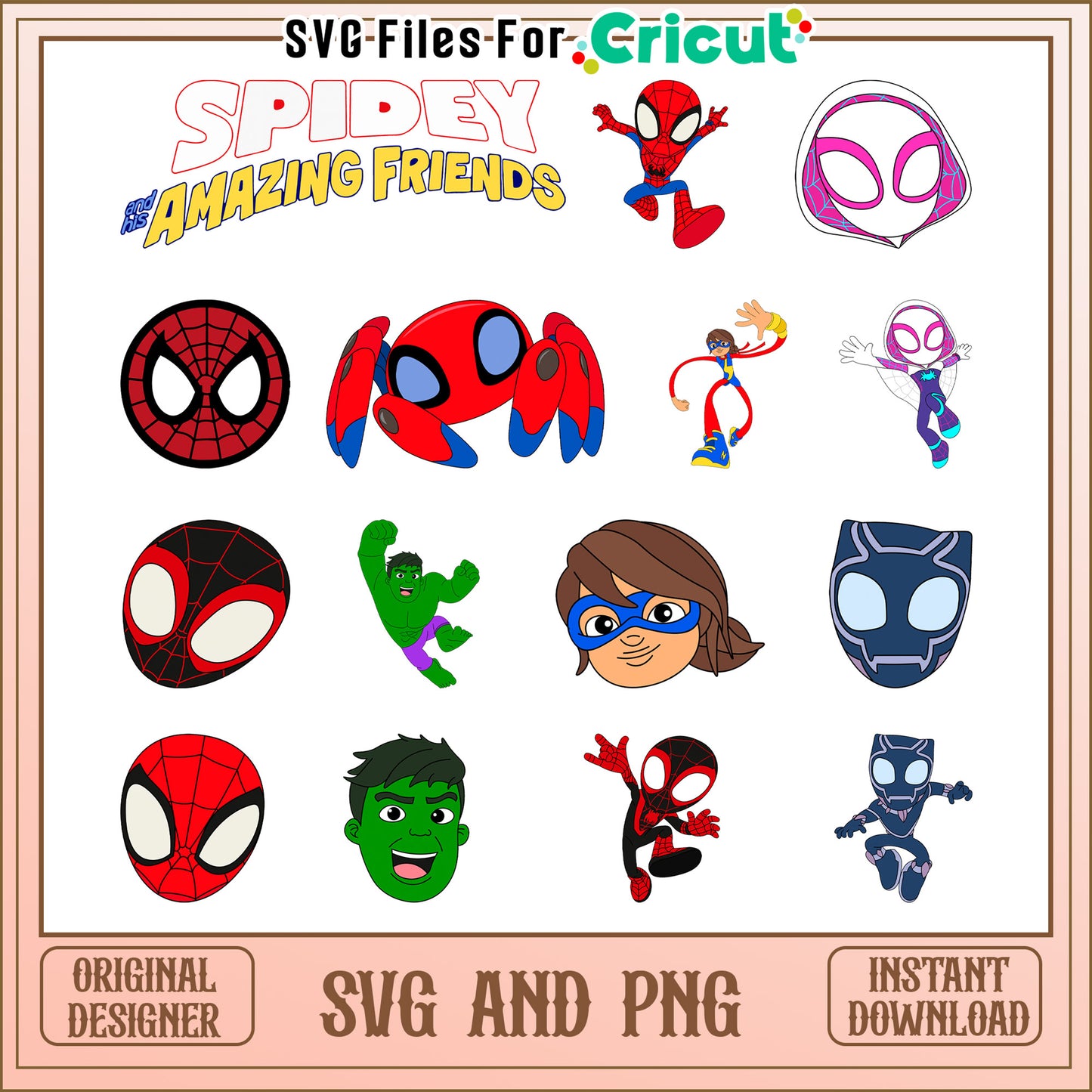 Spidey amazing friends face bundle svg, spidey and amazing friends svg