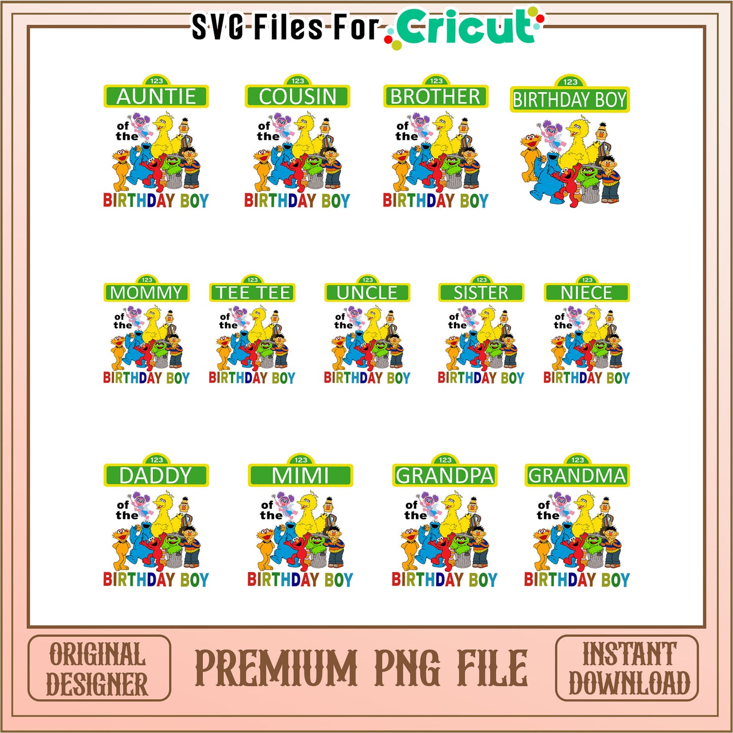 Sesame street birthday boy bundle png, Sesame street png