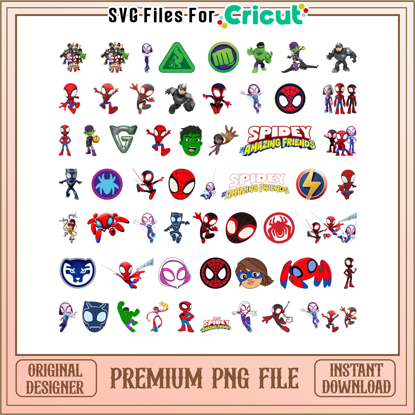 Spidey amazing friends cartoon bundle png, spidey and friends png