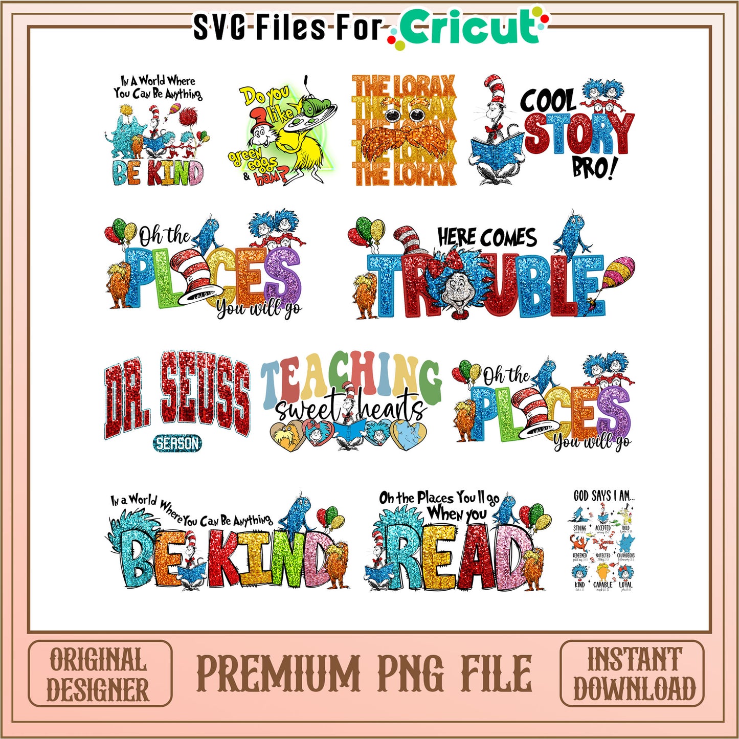 Dr seuss god says i am bundle png, dr seuss and quotes png