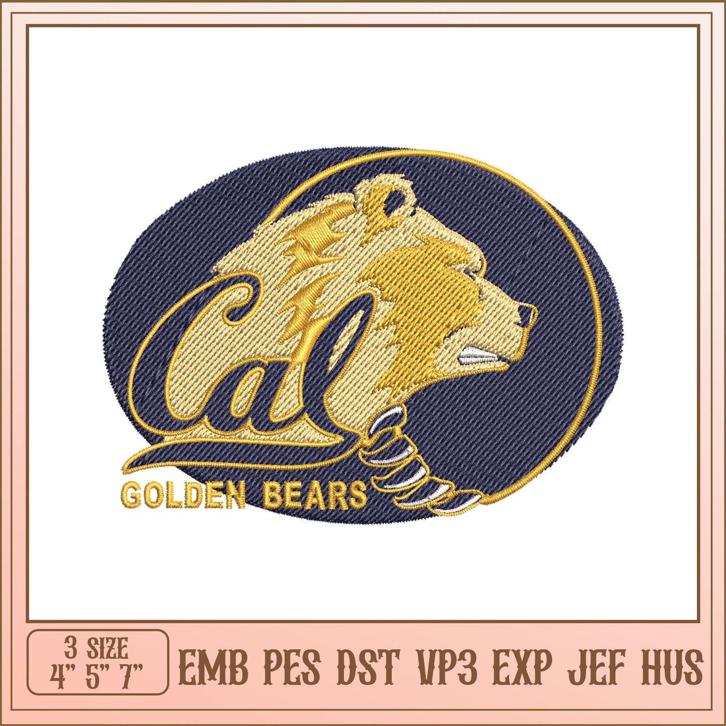 Cal Golden Bears Embroidery Design