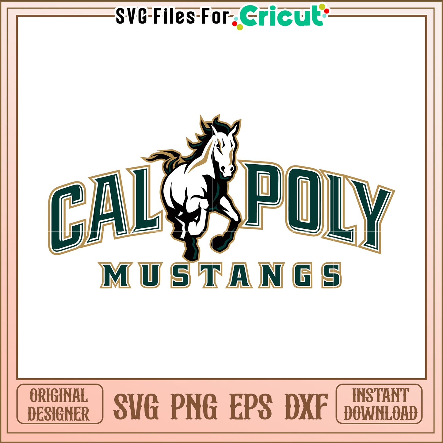 Cal Poly Mustangs logo design for Cricut projects, perfect for fans and crafters