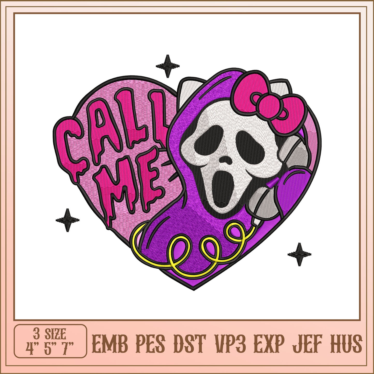 Call Me Embroidery Design