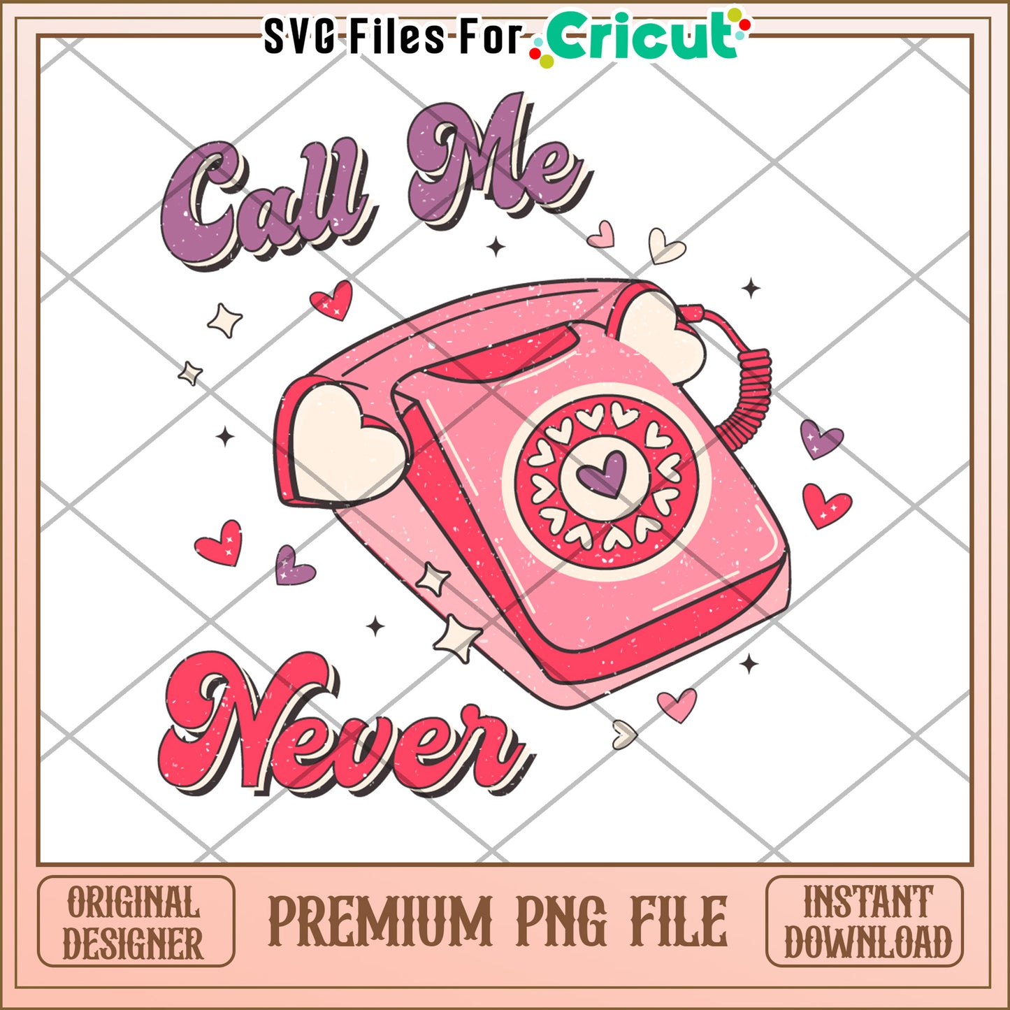 Call Me Never Retro Phone PNG