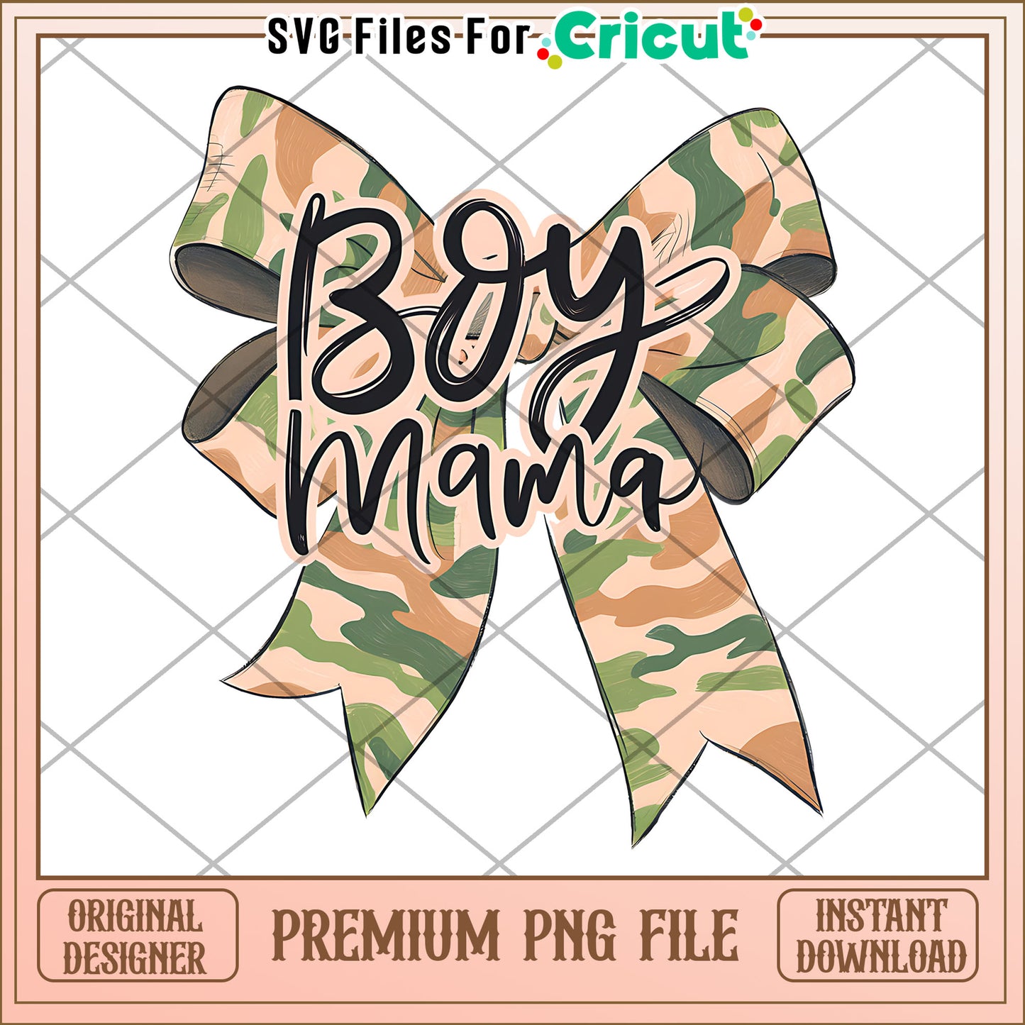 Camouflage Bow Boy Mama PNG Design
