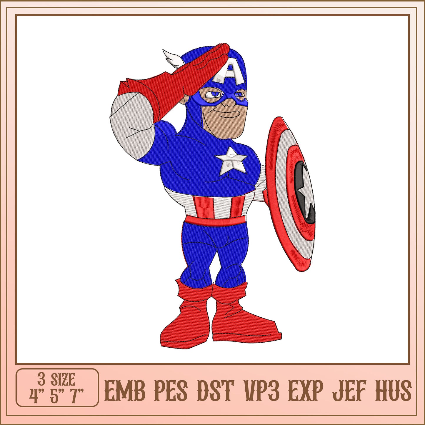 Captain America Embroidery Design