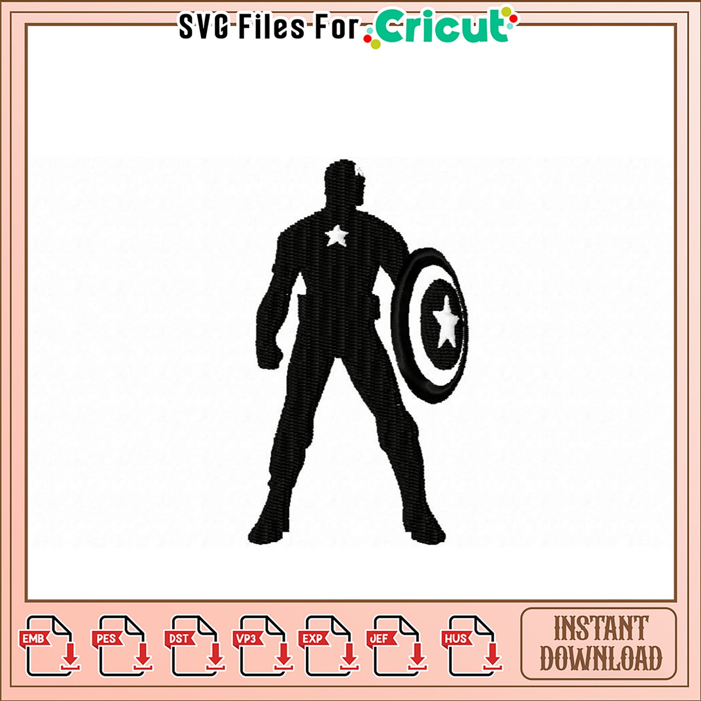 Captain America Silhouette Embroidery Design