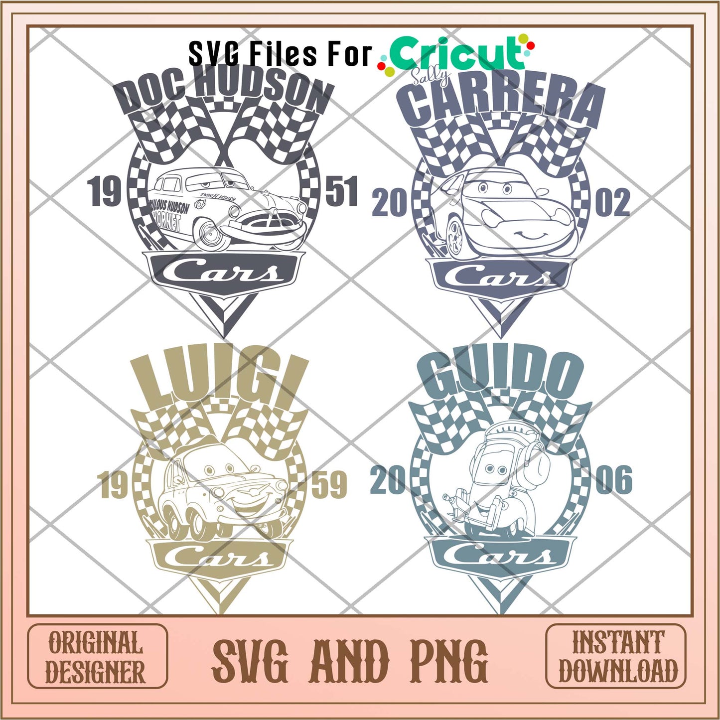 Cars Disney logo art svg bundle