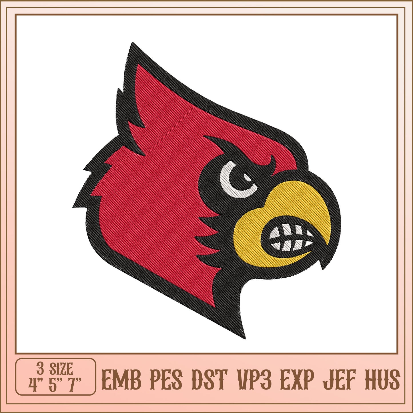 Cardinal Bird Embroidery Design