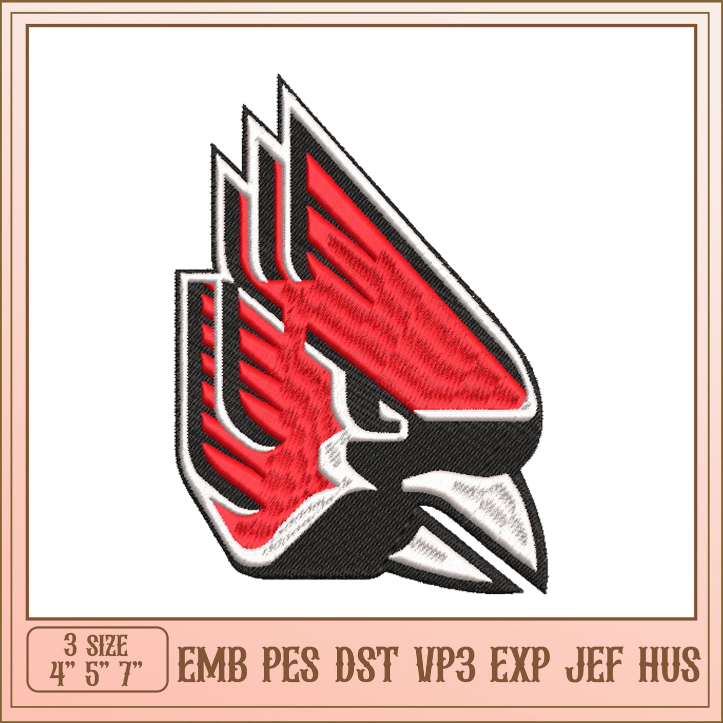 Cardinal Bird Embroidery Design
