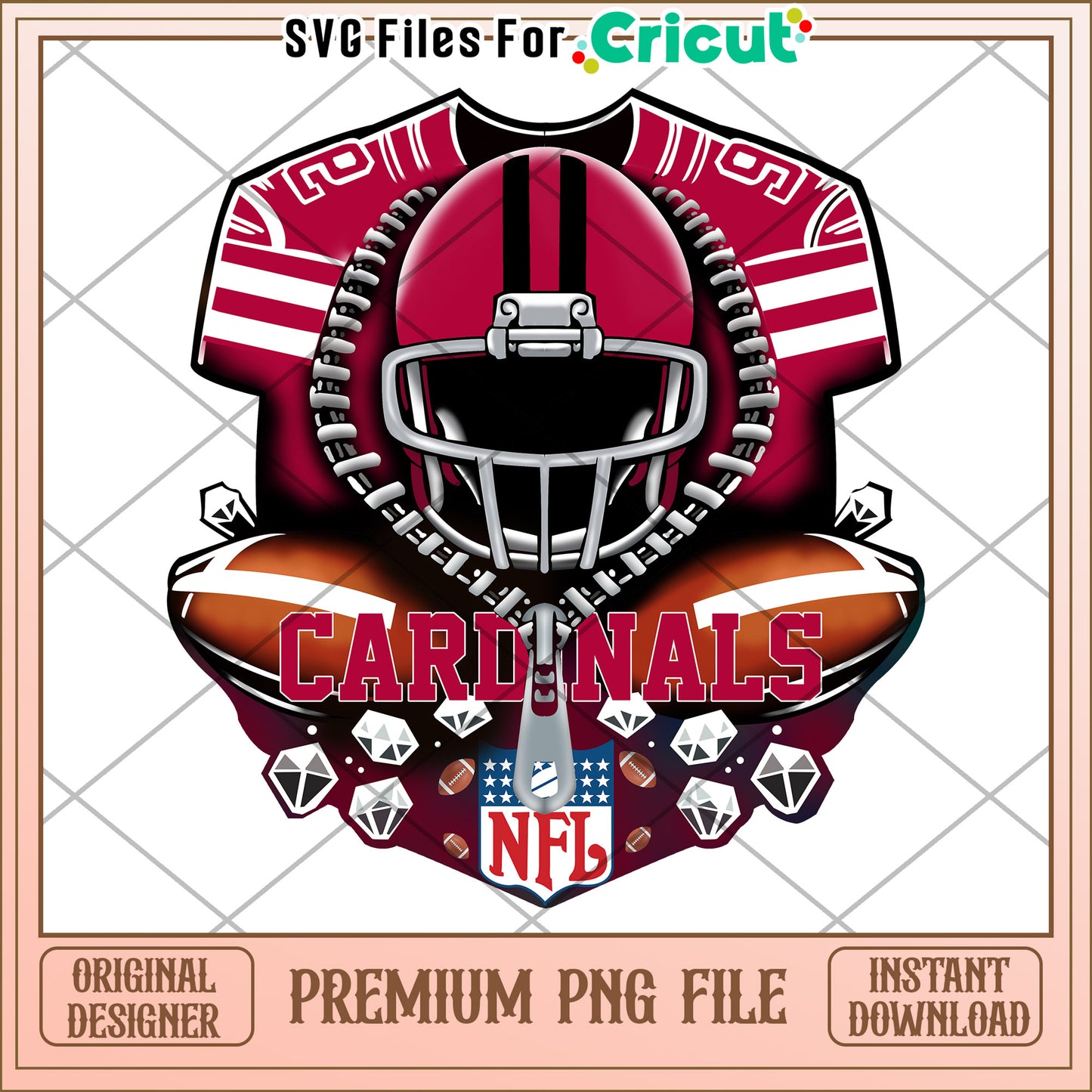 Cardinals NFL Football PNG, perfect for Cricut crafting projects