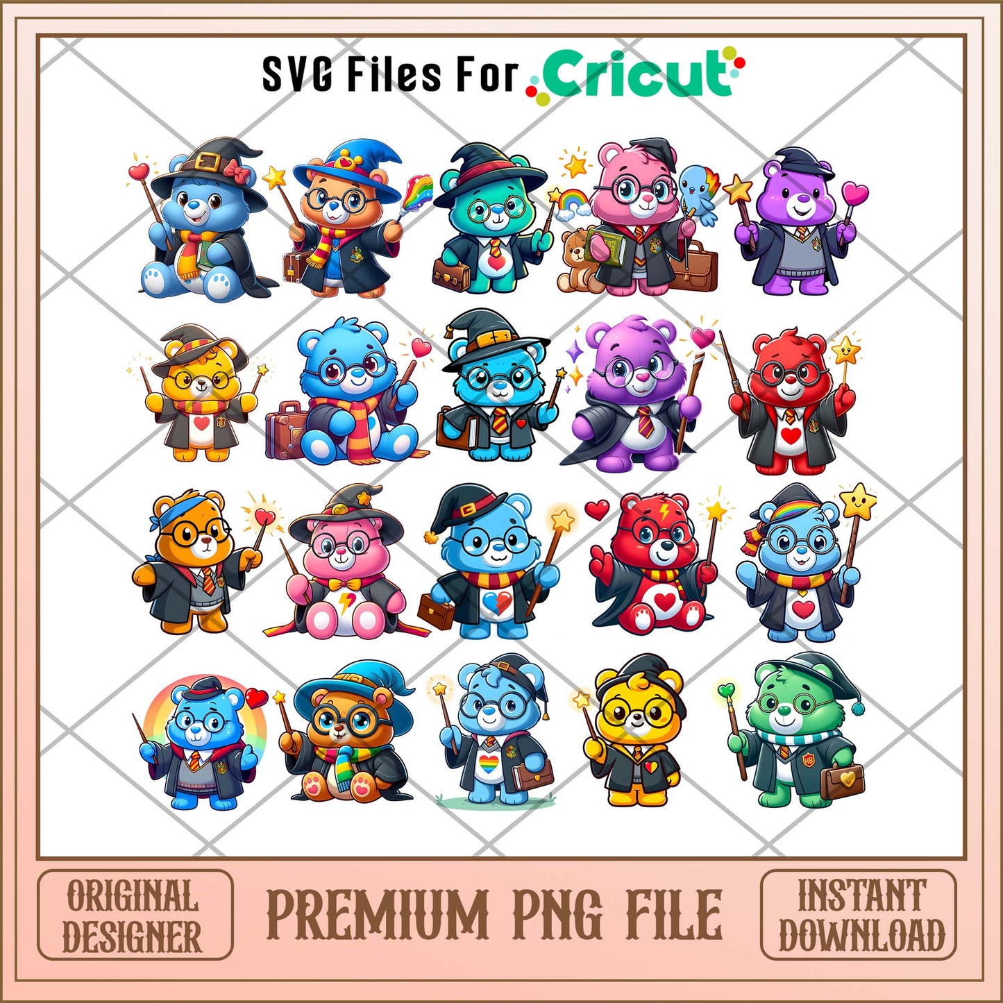 Care Bear Harry Potter PNG bundle, Care Bear chibi movies bundle, Cartoon png