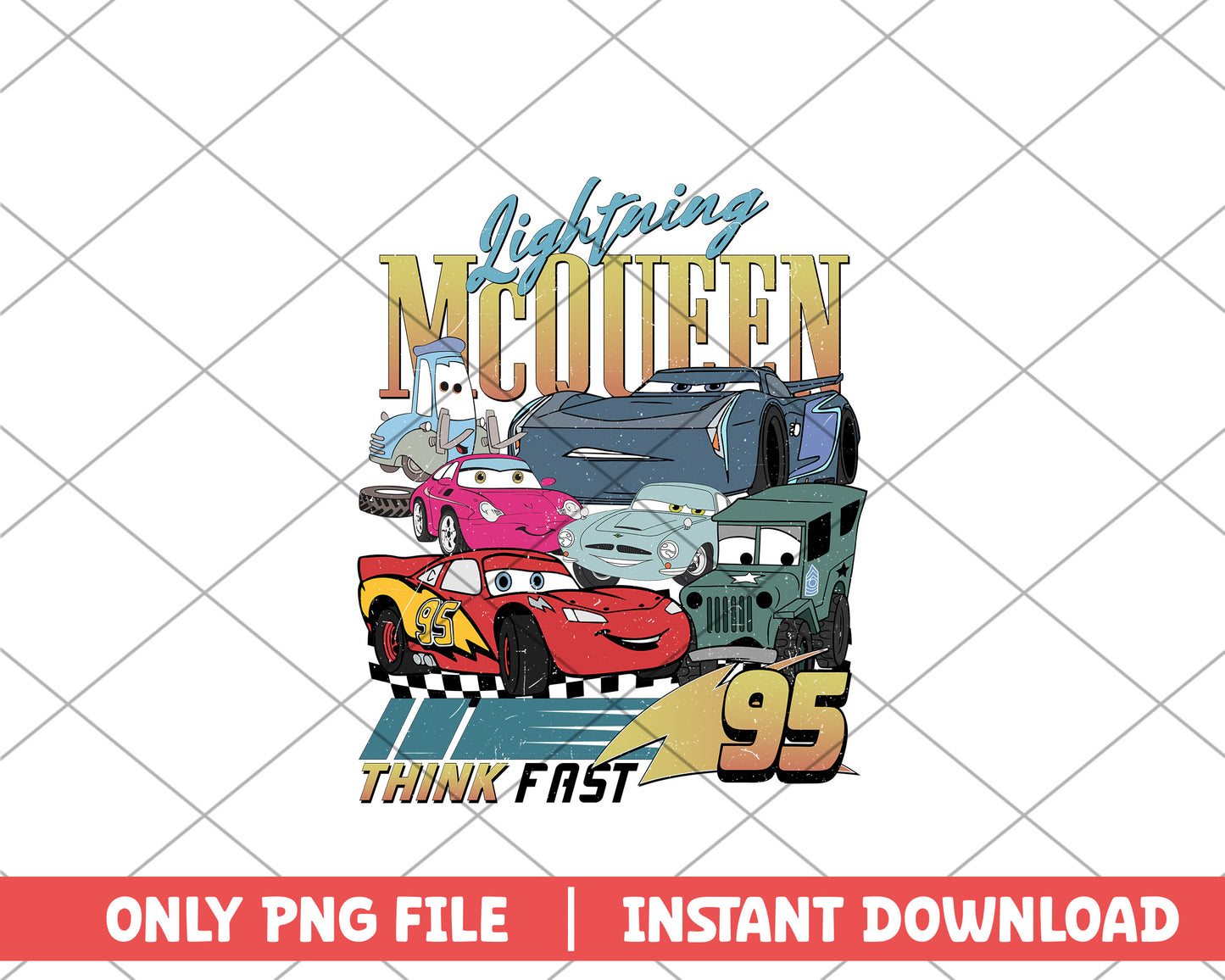 Cars lightning mcqueen think fast 95 disney png