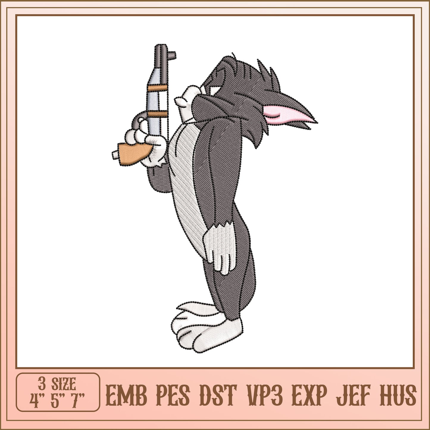 Cartoon Bunny Embroidery Design for Fun Projects 4x5x7