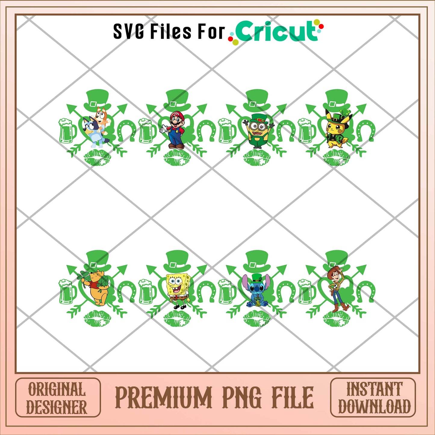 Cartoon St Patrick day green art png bundle
