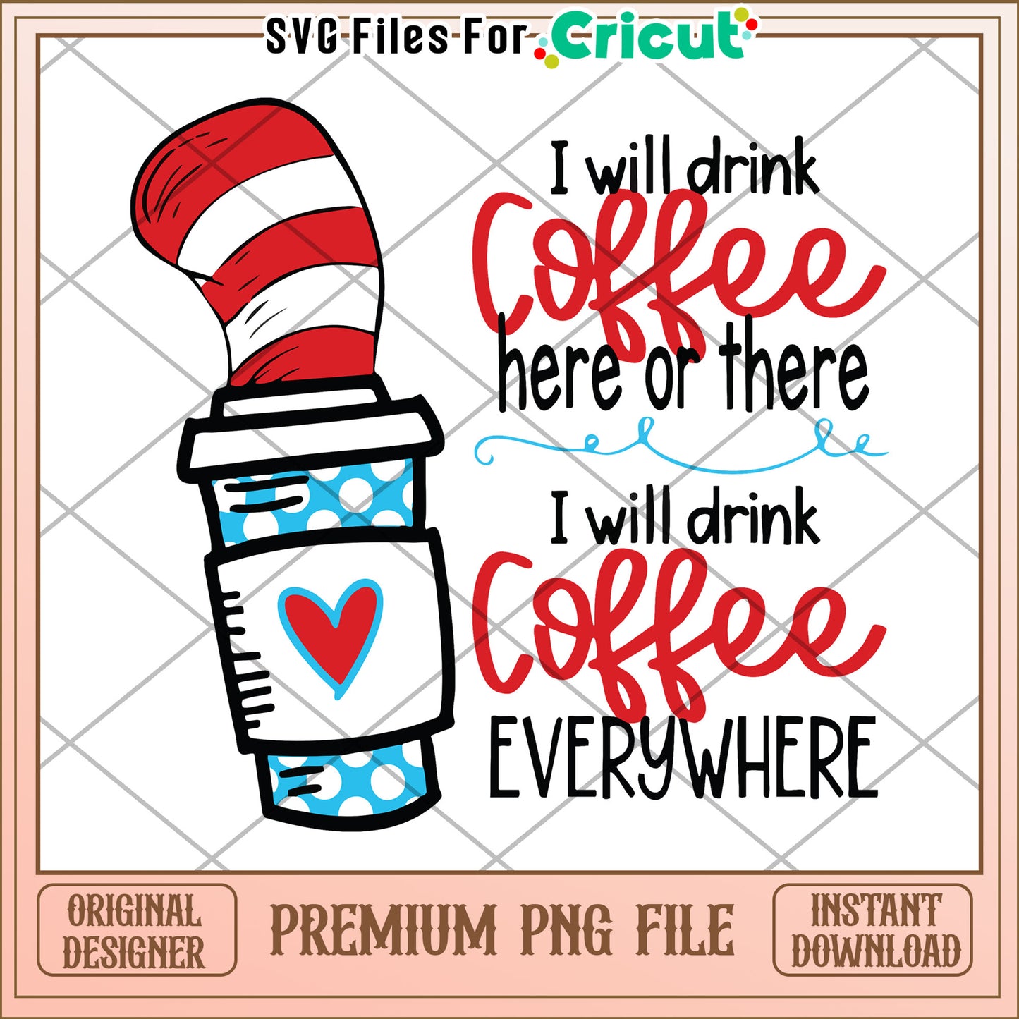 Cat Hat Coffee PNG Design