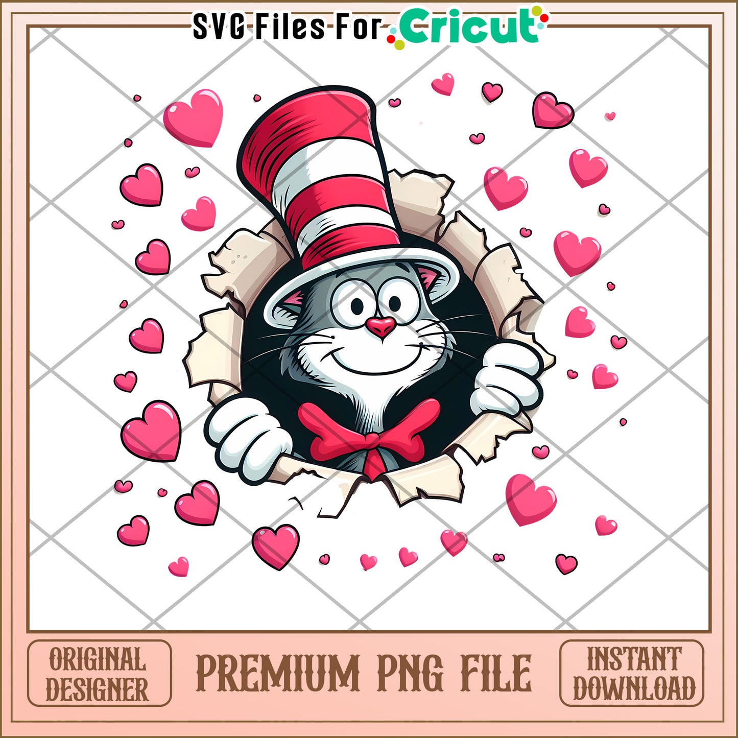 Cat in the Hat PNG Valentine's Day