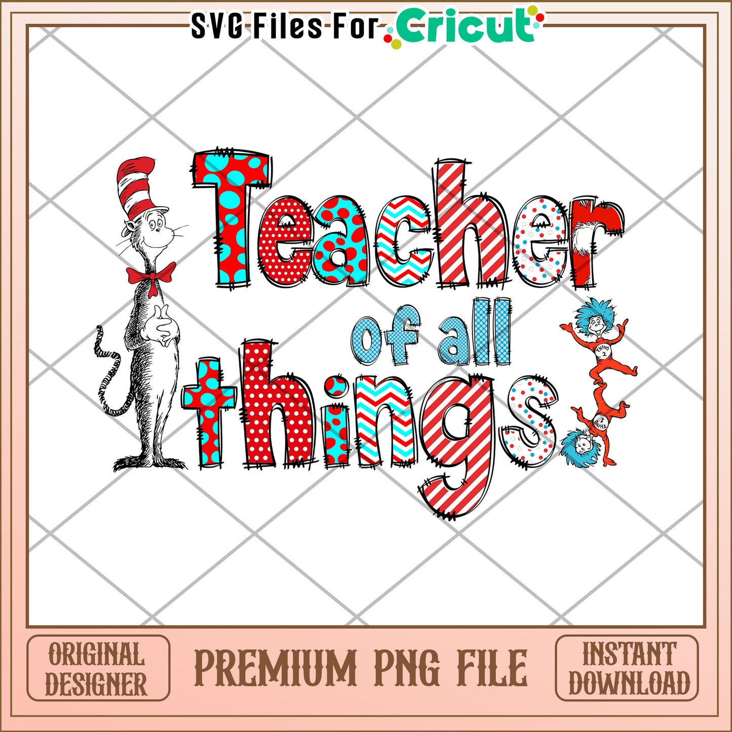 Cat in the Hat Teacher PNG Design