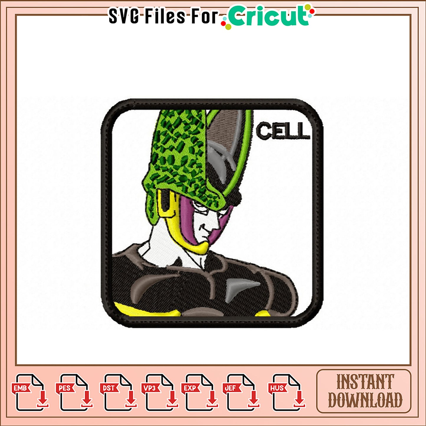 Cell Dragon Ball Embroidery Design Instant Download