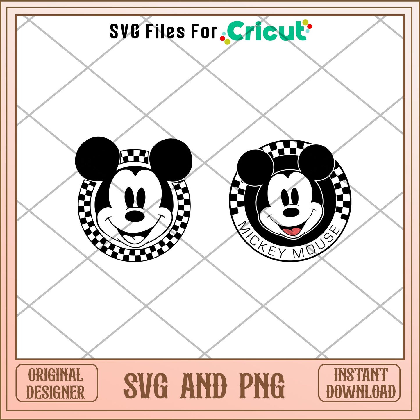 Checkered Mickey and Minnie svg bundle