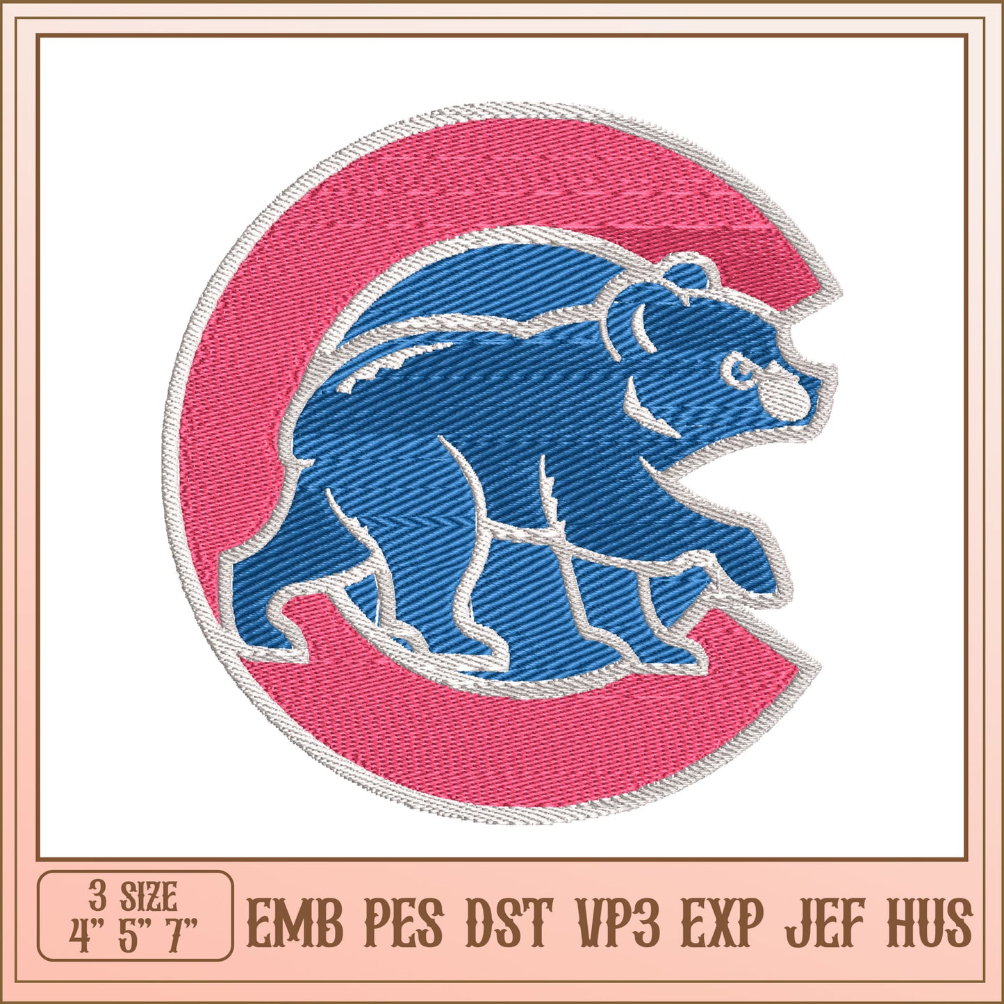 Chicago Bear Embroidery Design for Fans in Multiple Sizes