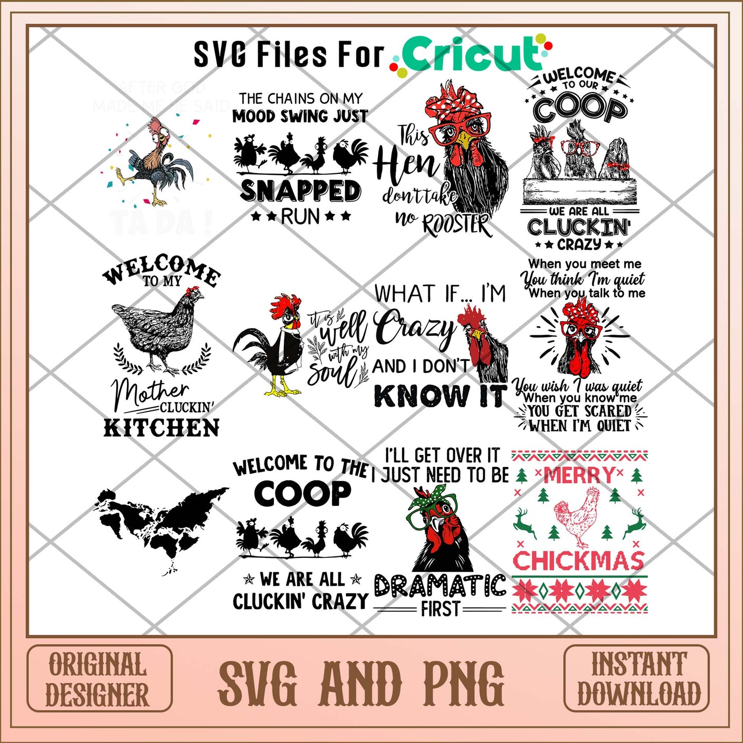 Crazy Chicken spirit svg bundle, Animal svg bundle - Svgfileforcricut