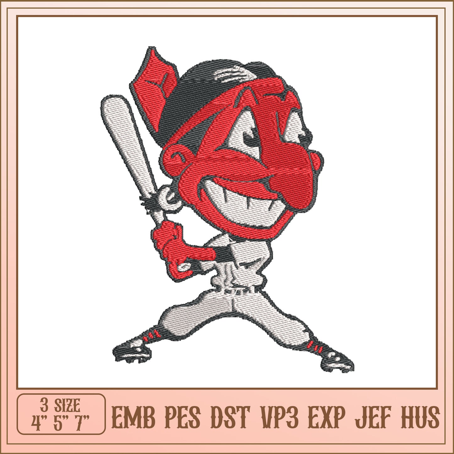 Chief Wahoo Embroidery Design