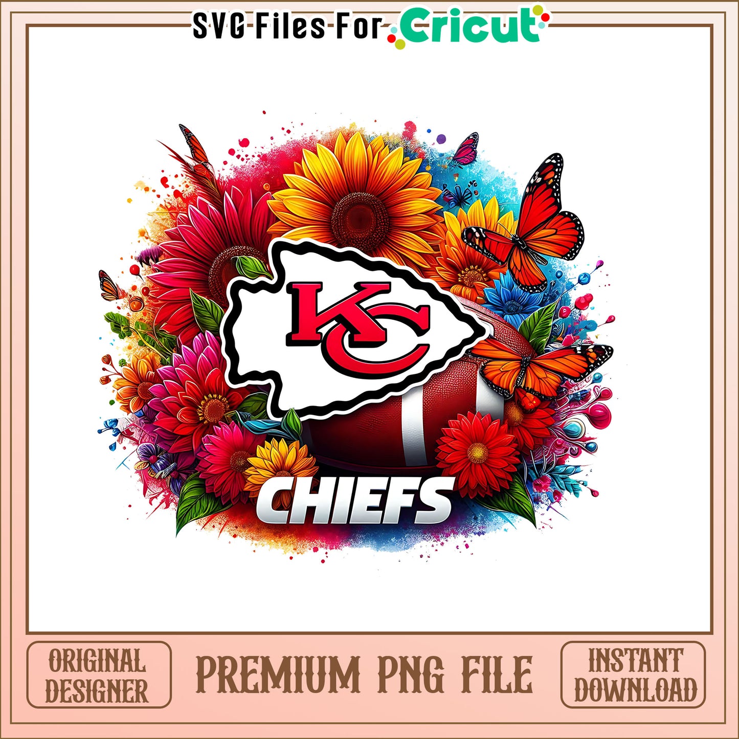 Chiefs logo vintage flower png, Kansas City Chiefs png, NFL png