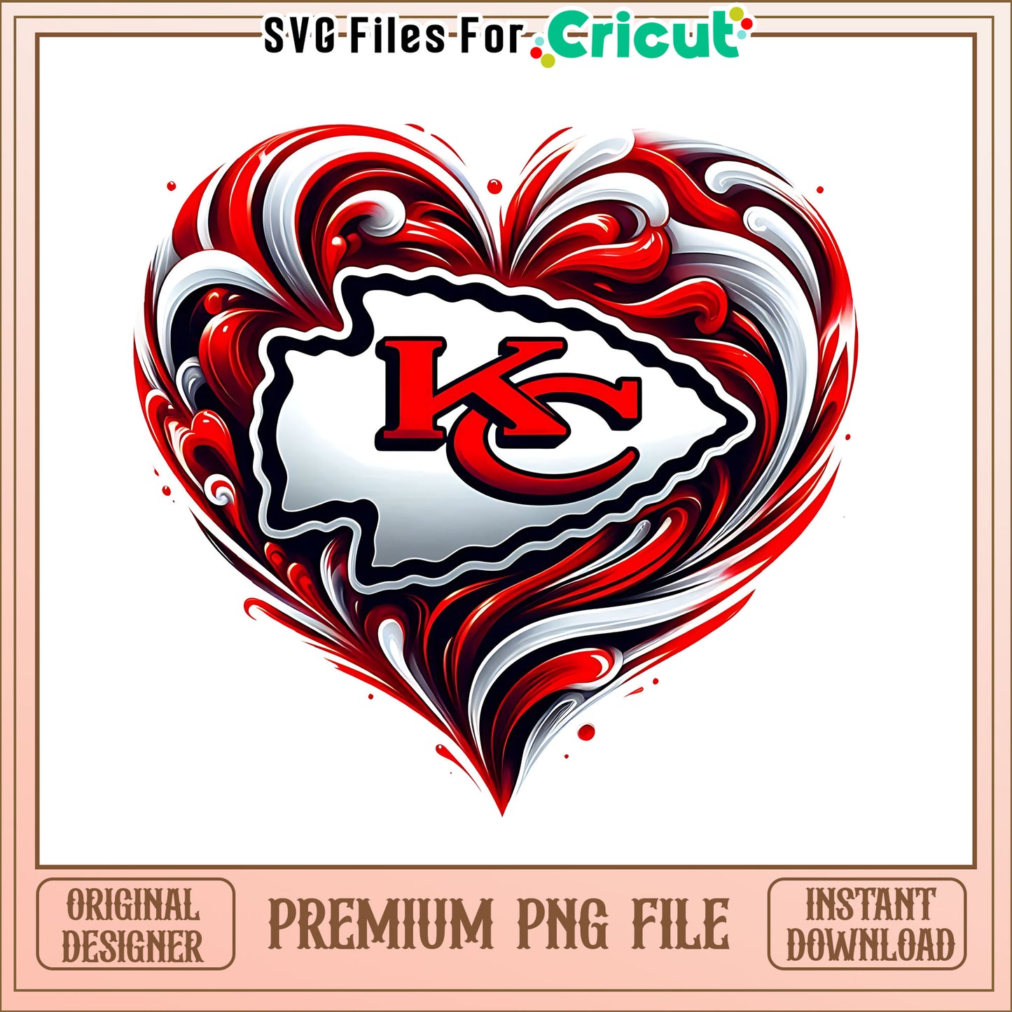 Chiefs logo vintage heart png, Kansas City Chiefs png, NFL png