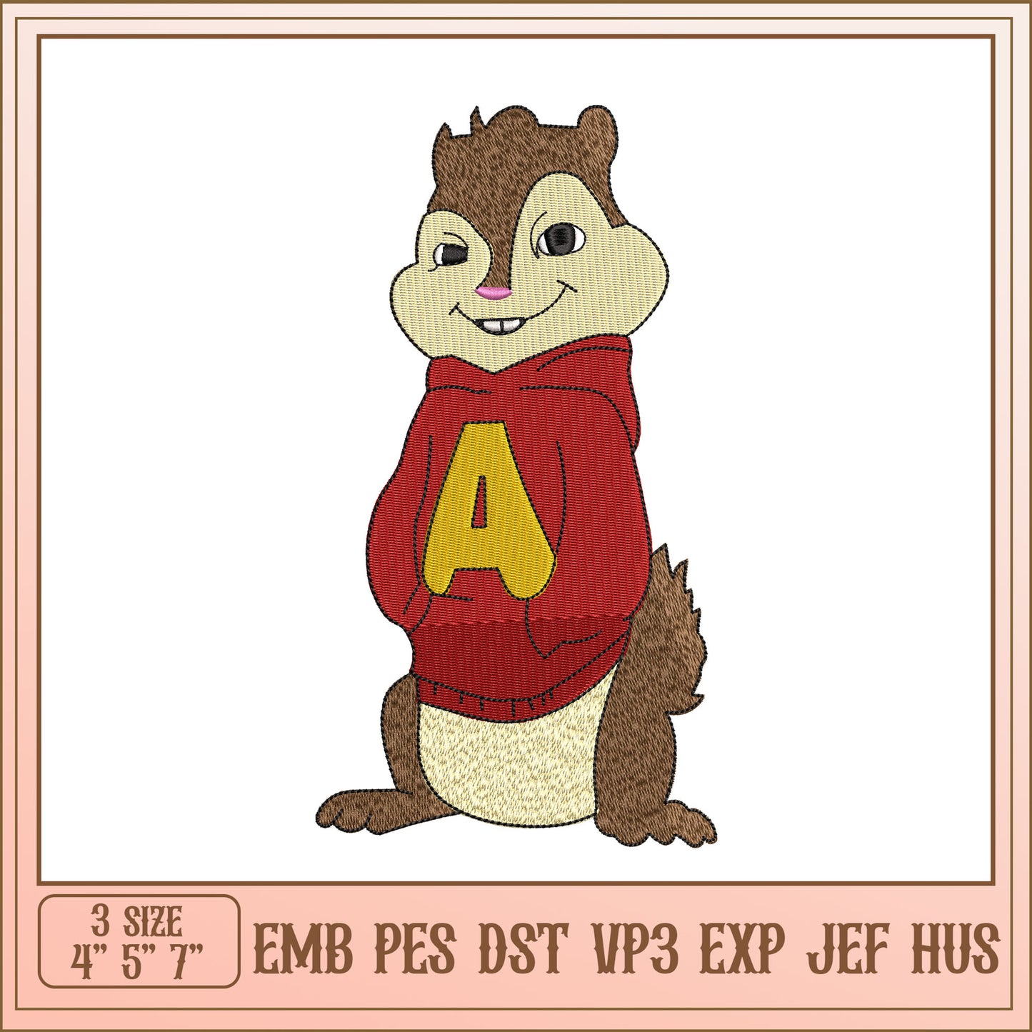 Chipmunk Hoodie Embroidery Design