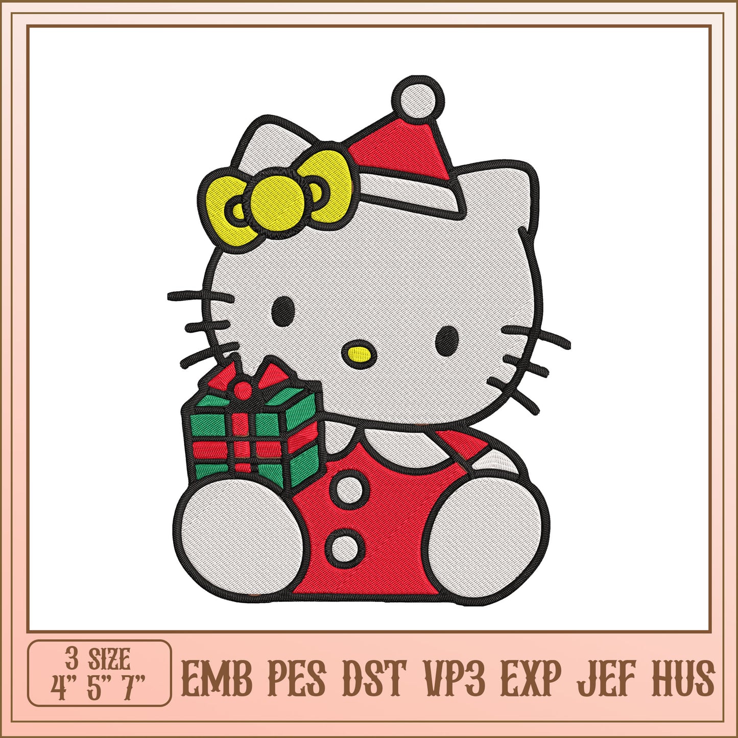 Christmas Hello Kitty Embroidery Design
