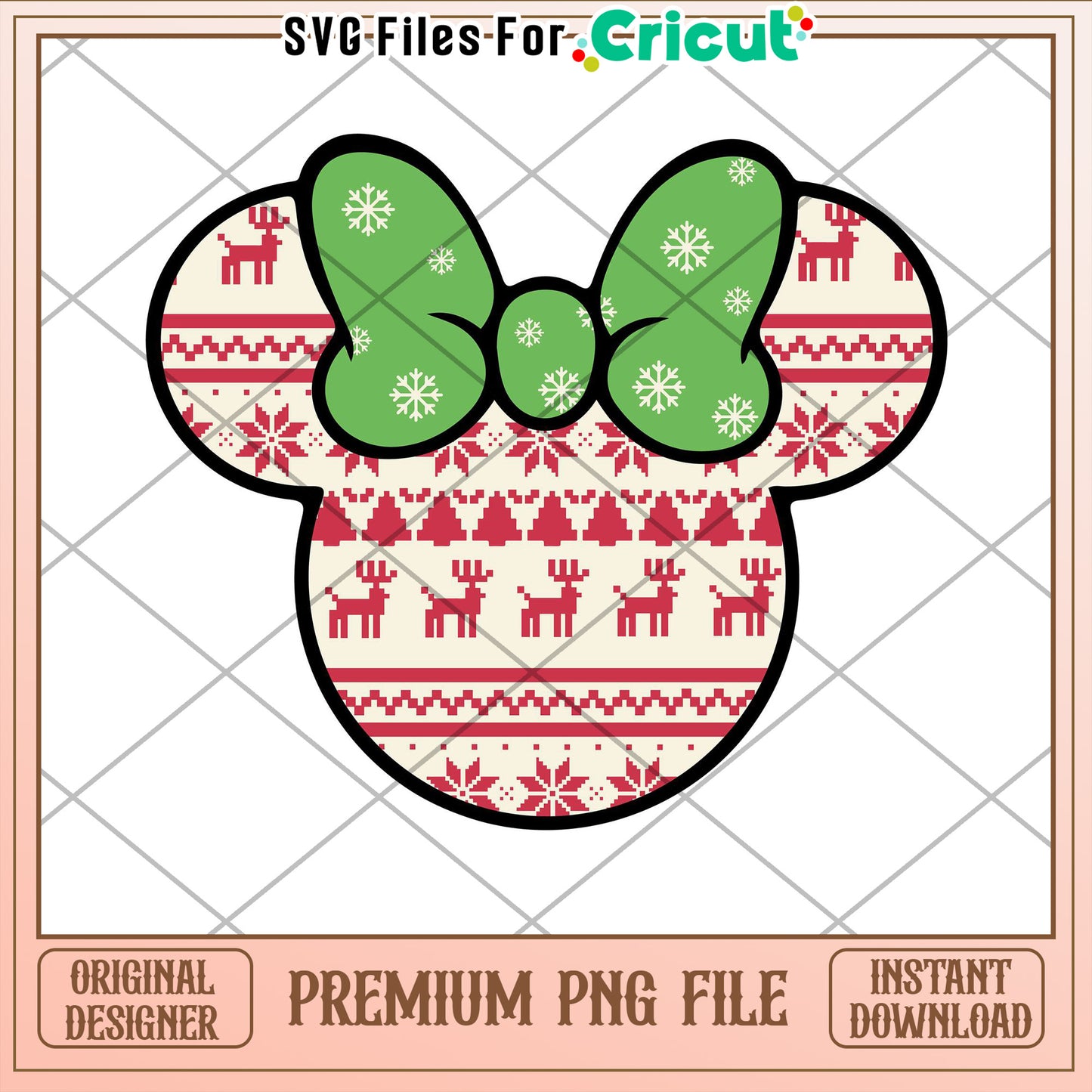 Christmas Minnie Mouse PNG Cricut File