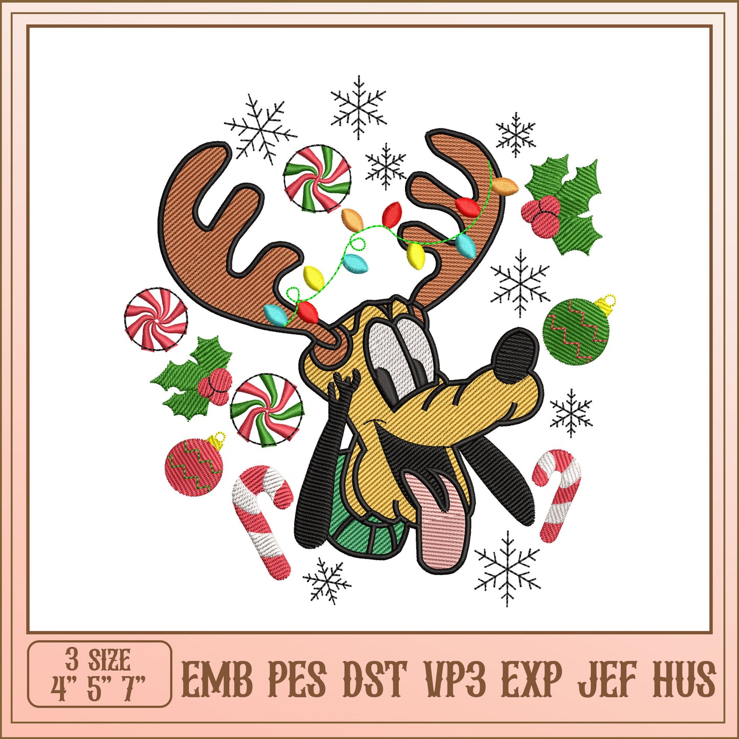 Christmas Pluto Embroidery Design
