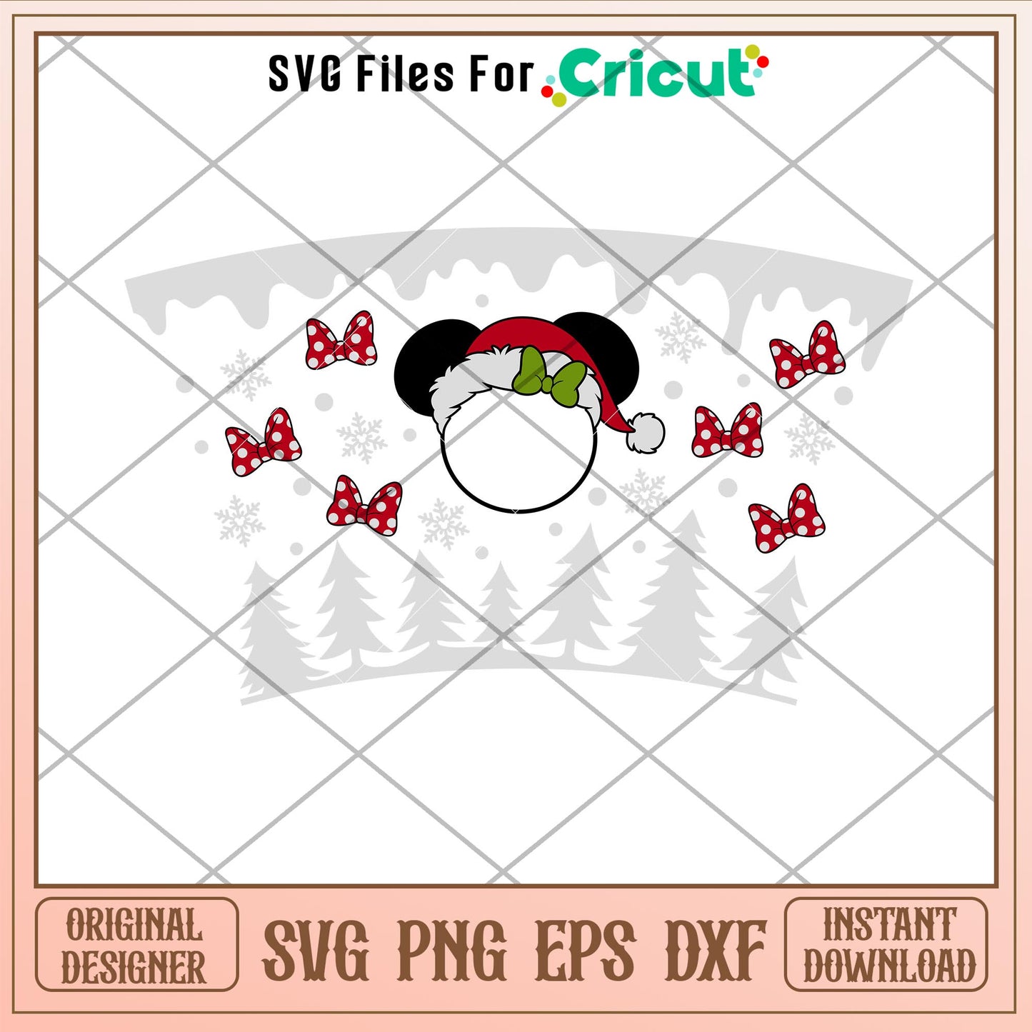 Christmas Red Bow Full Wrap, Christmas Red Bow Minnie Mouse Full Wrap Svg