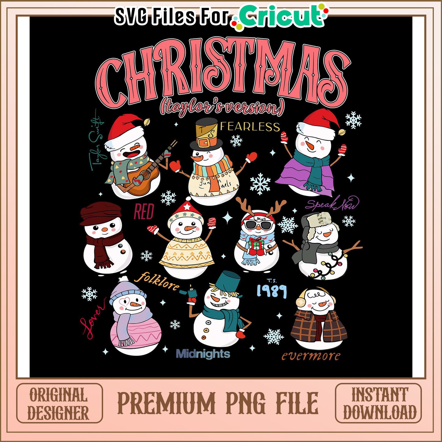 Christmas Taylor's Version Snowmen Design, perfect for Cricut crafts