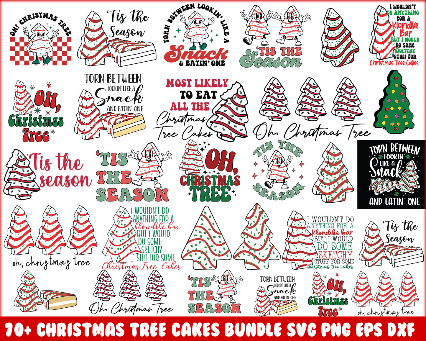 Christmas tree cake design bundle svg, christmas tree cake svg